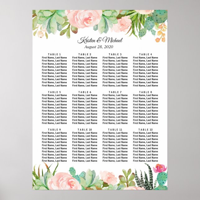 Poster Cactus Succulent Mariage floral (Devant)