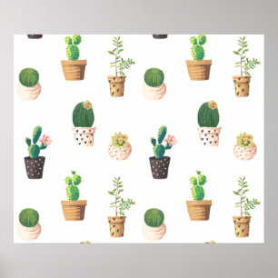 Poster Cactus Succulents de Dessert Vert dans les pots