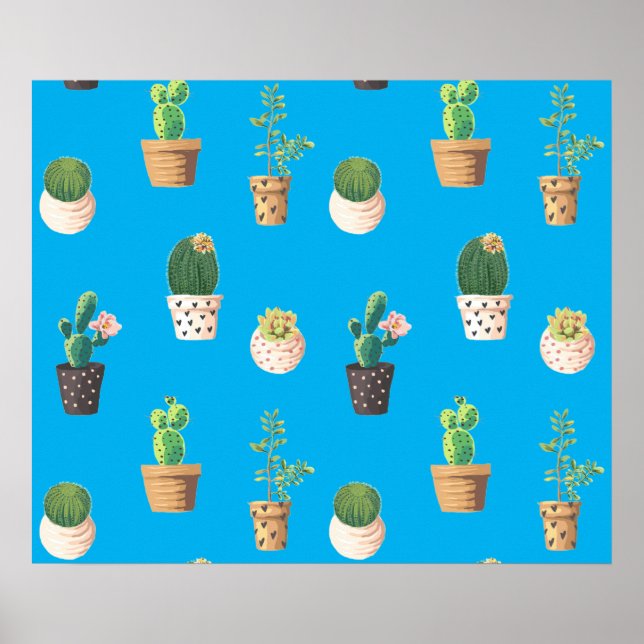 Poster Cactus Succulents de Dessert Vert dans les pots (Devant)