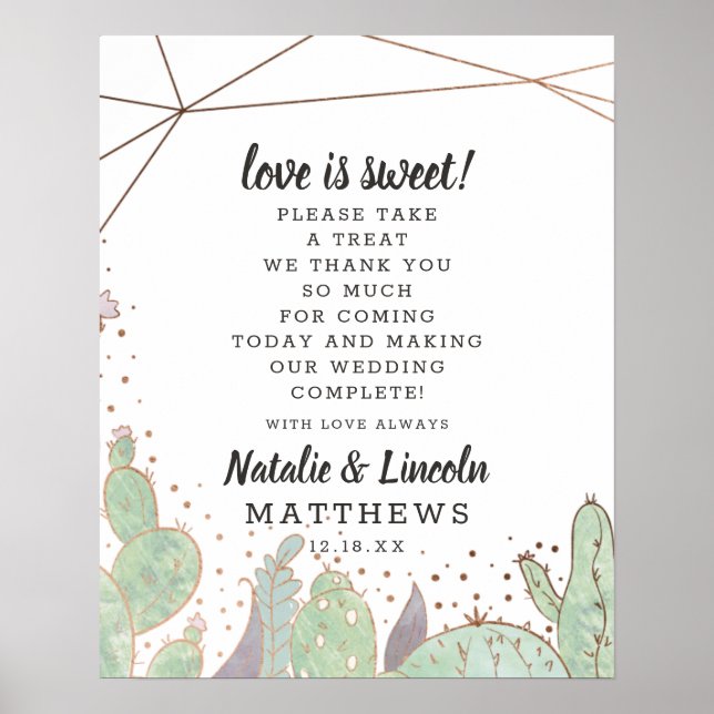 Poster Cactus & Succulents Geo Love is Sweet Mariage Sign (Devant)
