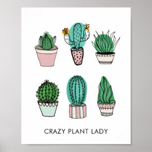 Poster Cactus succulents illustration personnalisée