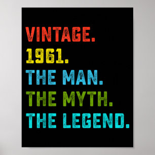 Poster Cadeau 65e anniversaire homme mythe légende né en