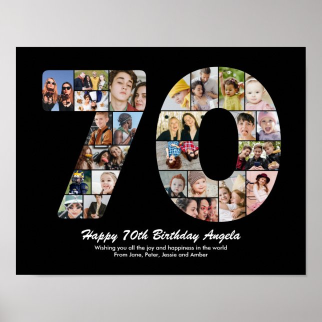 Poster Cadeau 70e anniversaire n° 70 Collage photo (Devant)
