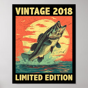 Poster Cadeau âgé de 6 ans 2018 Pêcheur Poisson 6e B