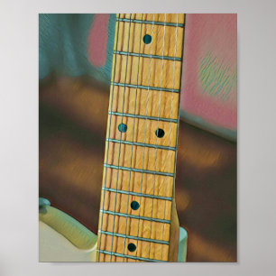 Poster cadeau amant guitare rétro