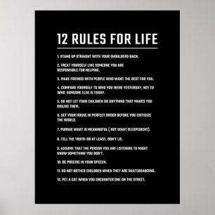 Poster Cadeau Anniversaire 12 Règles pour la vie