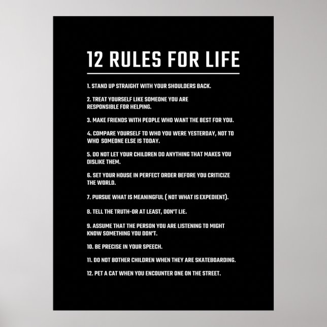 Poster Cadeau Anniversaire 12 Règles pour la vie (Devant)