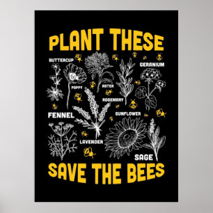 Poster Cadeau apiculteur   Plantes Qui Sauvent Les Abeill