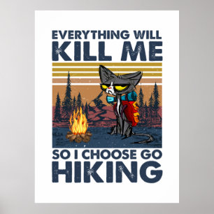 Poster Cadeau Camper   Aller Randonnée Avec Chat Annivers