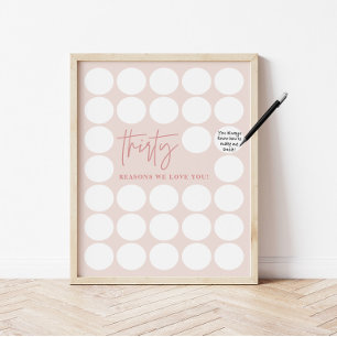Poster Cadeau commémoratif d'anniversaire Pink 30 Raisons