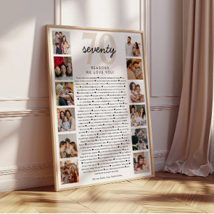 Poster Cadeau commémoratif pour 70 raisons de vous aimer