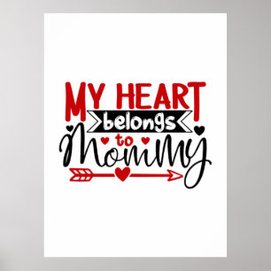 Poster Cadeau Couple Mon Coeur Appartient À Maman