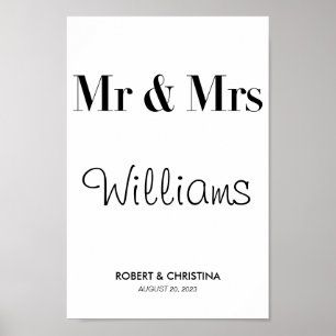 Poster Cadeau d'affiche Mariage personnalisé MR & MRS Épo