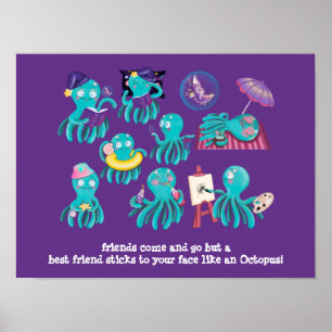 Poster Cadeau d'amitié OCTOPUS - BFF Sticks to Face