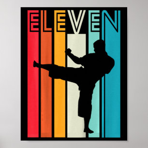 Poster Cadeau d'anniversaire 11 ans Karaté Taekwondo Rétr