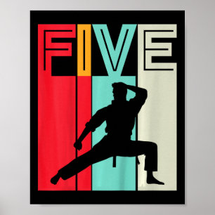 Poster Cadeau d'anniversaire 5 ans Karaté Taekwondo Rétro