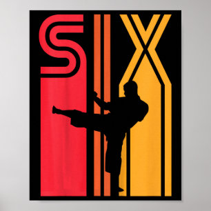 Poster Cadeau d'anniversaire 6 ans Karaté Taekwondo Rétro