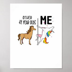 Poster Cadeau d'anniversaire de 49 ans d'autres licornes