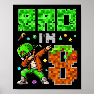 Poster Cadeau d'anniversaire de style Pixel Dab Gamer pou