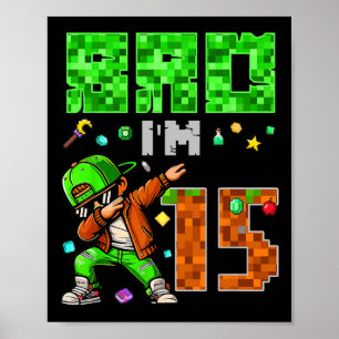 Poster Cadeau d'anniversaire de style Pixel Dab Gamer pou