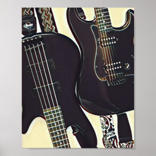 Poster cadeau d'anniversaire guitariste vintage