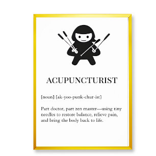 Poster Cadeau d'art mural pour acupuncteur   Acupuncture 