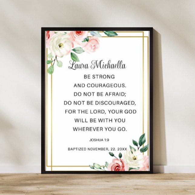 Poster Cadeau de baptême Josué 1 9 (Créateur téléchargé)
