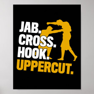 Poster Cadeau de boxe kickboxing Jab Cross Hook Uppercut