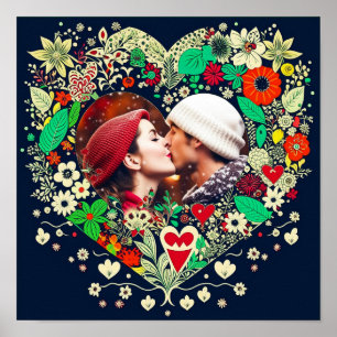 Poster Cadeau de coeur floral personnalisé Cadeau romanti
