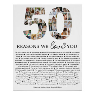 Poster Cadeau de collage photo de 50 raisons pour lesquel
