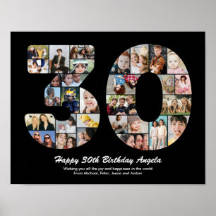 Poster Cadeau de collage photo numéro 30 pour 30e anniver