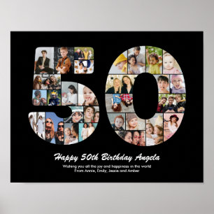 Poster Cadeau de collage photo numéro 50 pour 50e anniver
