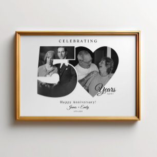 Poster Cadeau de collage photo pour les 50 ans de mariage