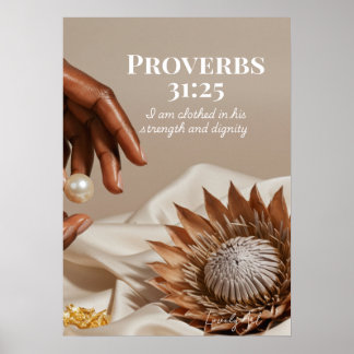 Poster Cadeau de femme puissante Proverbes 31:25 pour ell