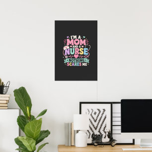 Poster Cadeau de fête des mères pour maman et infirmière 