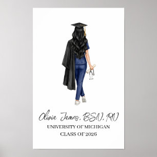 Poster Cadeau de fin d'études personnalisé pour infirmièr