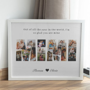 Poster Cadeau de grand-mère Mimi 18 Photo Collage pour la