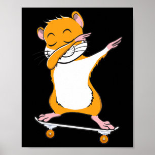 Poster Cadeau de hamster en skateboard pour skateur