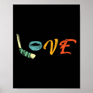 Poster Cadeau de hockey sur glace Retro Love Cadeaux de h