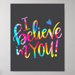 Poster Cadeau de jour d'examen pour enseignant Tie Dye Je