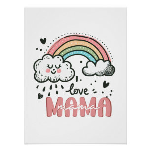 Poster Cadeau de la fête des mères J'aime maman
