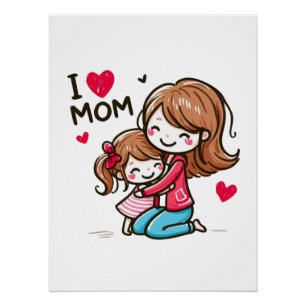Poster Cadeau de la fête des mères   J'aime maman