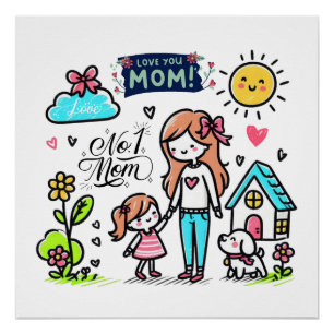Poster Cadeau de la fête des mères   Je t'aime maman