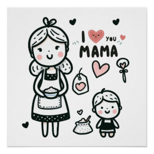Poster Cadeau de la fête des mères Je t'aime maman