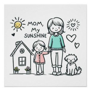 Poster Cadeau de la fête des mères Maman Mon soleil