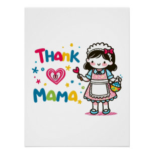 Poster Cadeau de la fête des mères   Merci Maman