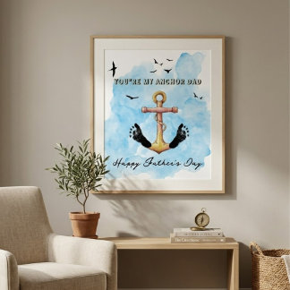 Poster Cadeau de la fête des pères - Empreinte de pied de