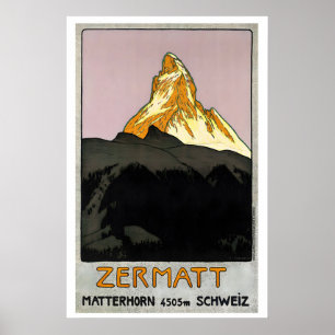 Poster Cadeau de l'affiche de voyage vintage de Zermatt S