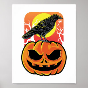 Poster Cadeau de l'observateur d'oiseaux Halloween Crow