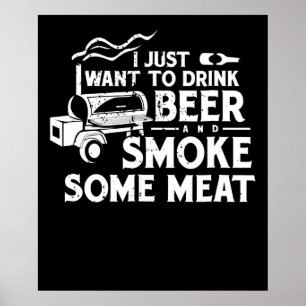 Poster Cadeau de maître de fumage BBQ Boire de la bière V